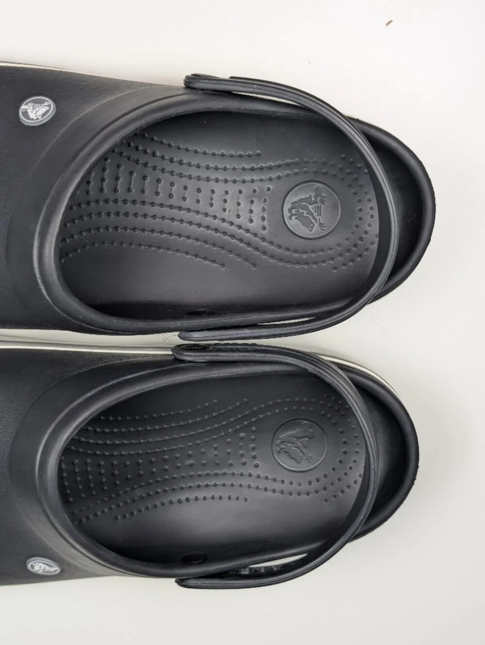 EUC Crocs Crocband Clog Black White Mens Size 12 Comfort Slip On Water Shoes